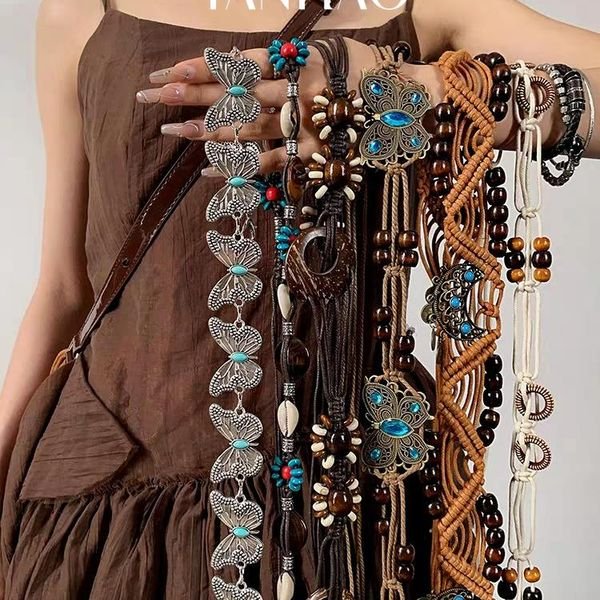 Bohemian Style Y2k Metal butterfly Belt Female Decorate with Skirt Ethnic Style Retro Style Waist Chain