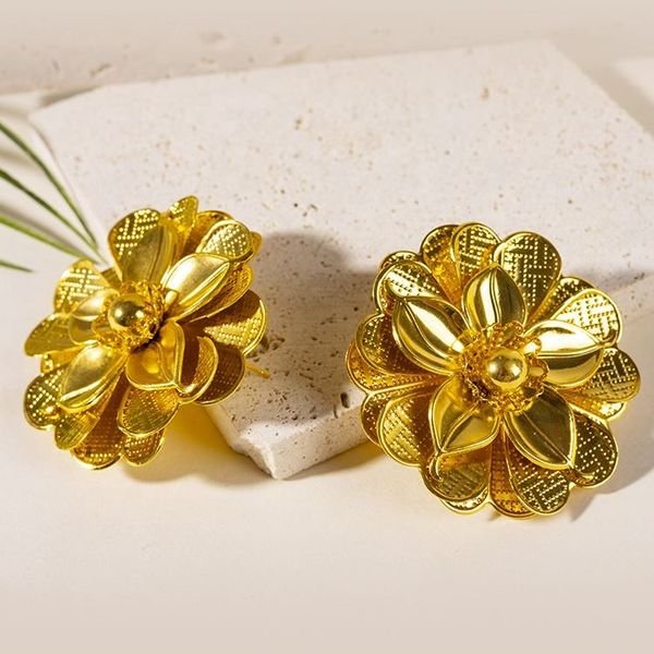 Stylish and Elegant Multi-layered Flower Metal Earrings