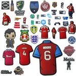 Wholesale Cartoon Soccer Pvc Accessories Rubber Decorate Buckle Football Teams logo for Clog Shoes Charms