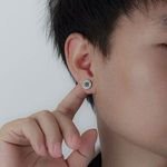 Men's Titanium Steel Roman Numeral Earrings High-End Fashionable Neutral Accessories Jewelry All-Match Simple Style for Party