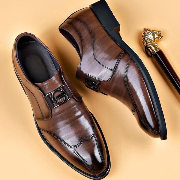 New Arrival Leather Shoes Brown Business Formal Fashion for Men Fashionable Party Leisure Manufacturers Dress Shoes