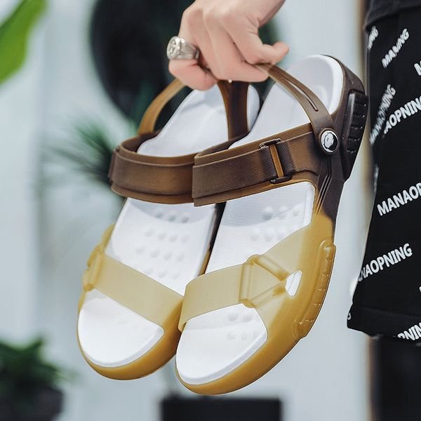 Summer Men's Slippers Logs Quick Dry Shoes Breathable Man Sandals Plus Size Male Beach Flip Flops Outdoor Sandals