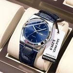 Poedagar 930 New Luxury Ultra-thin 40mm Men's Quartz Watch Waterproof Luminous Leather Strap Fashion Casual Watch for Men Reloj